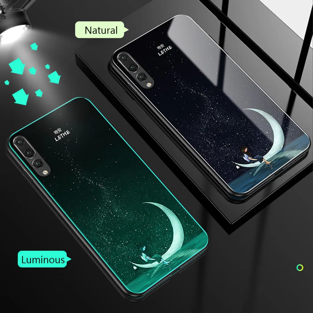 Светящийся чехол для телефона huawei Honor Play 20 Pro 10 9 8 Lite 8X Max для mate 20 P30 P20 Lite Pro для Nova 3 чехол из закаленного стекла