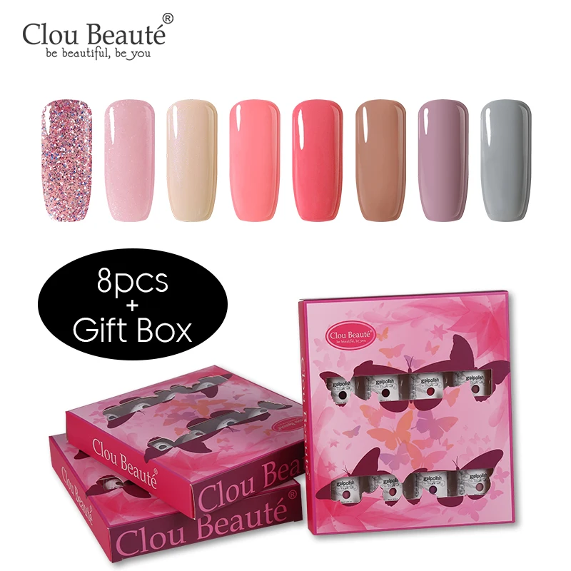 Clou Beaute 85 цветов Гель-лак подарочный набор Полупостоянный светодиодный Гель-лак для ногтей набор лак для ногтей цветная Серия 6 шт/8 шт 8 мл - Цвет: ZH05-8pcs(gift box)