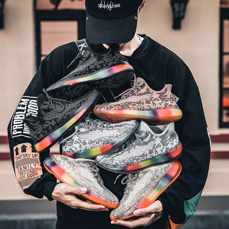Мужские кроссовки Flyknit; удобные дышащие мужские спортивные кроссовки; Повседневная модная обувь для трекинга; Прямая поставка; AODLEE