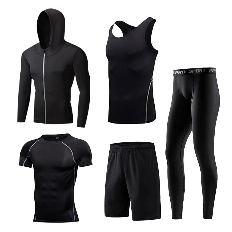 Мужская спортивная куртка с капюшоном, одежда для тренировок, компрессионный спортивный костюм для бега, тренировочная одежда для спортзала, эластичный спортивный костюм, комплекты для бега - Цвет: Men tracksuit-08