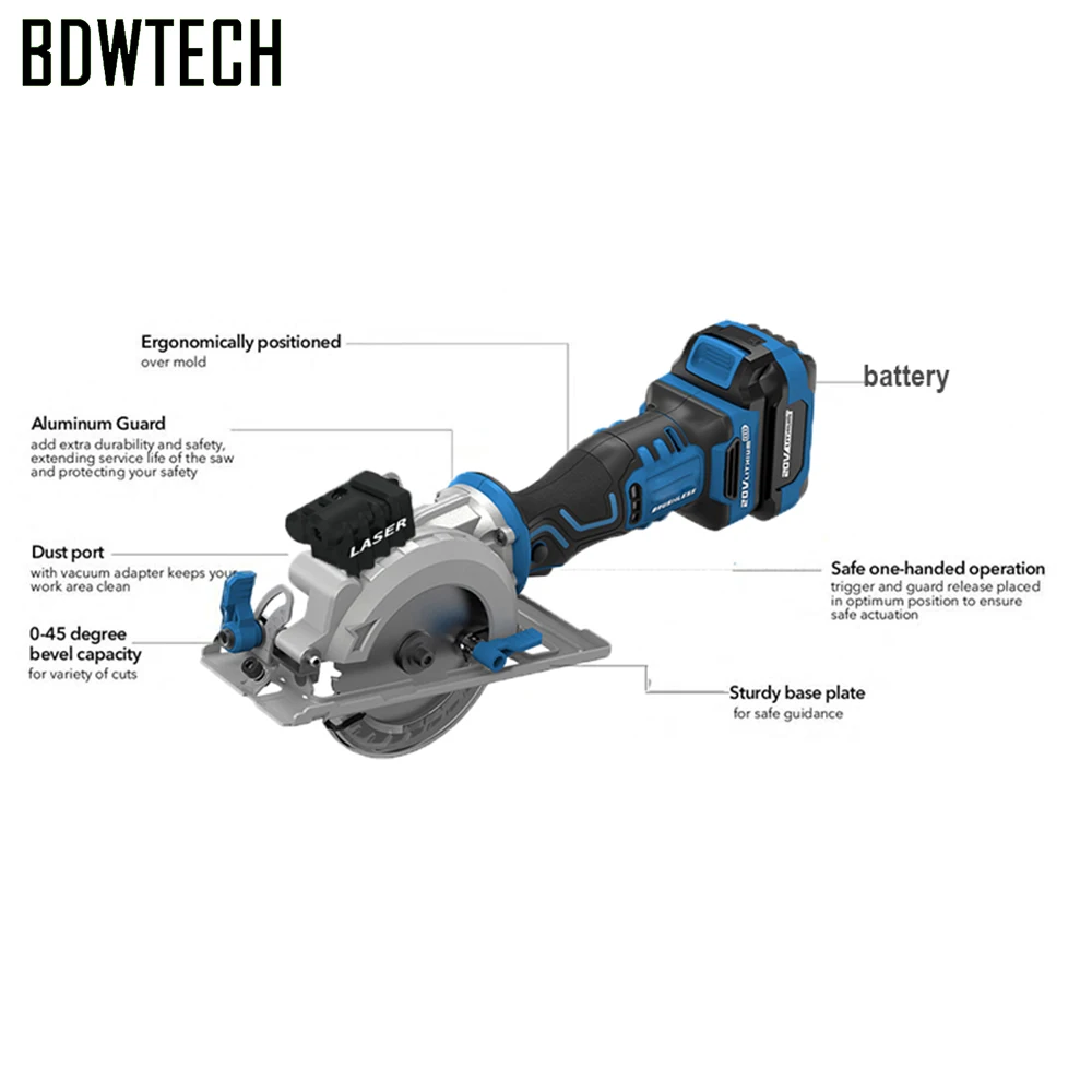 BDWTECH BT526 Мини Портативная 20 в электрическая Беспроводная циркулярная пила с
