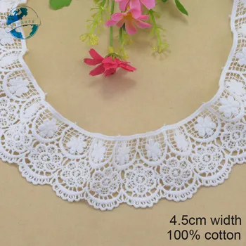 

4.5cm white 100% cotton embroidery lace french lace ribbon fabric guipure diy trims warp knitting sewing Accessories#4058