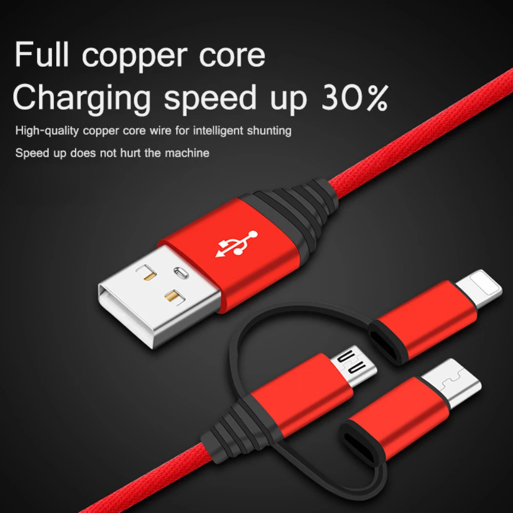 3 в 1 mi cro USB кабель для Xiaomi mi 9 samsung S10 9 8 huawei зарядное устройство для Android мобильного телефона type C зарядный кабель
