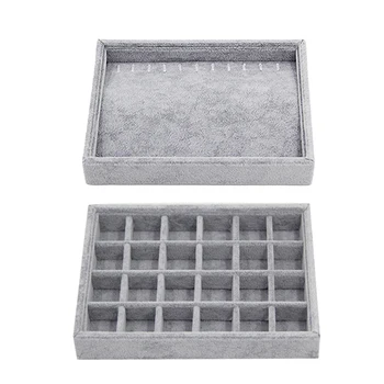 

2Pcs Necklace Tray Insert Grid Jewelry Display Storage Box Tray Holder Showcase