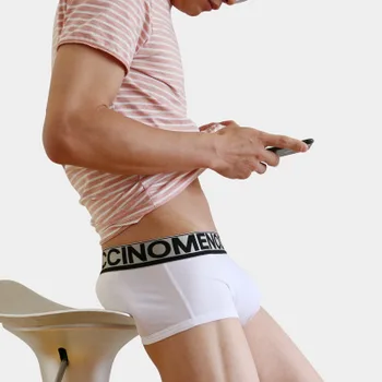 

Menscino men's cotton low waist underwear summer breathable youth sexy flat pants slim u convex flat pants
