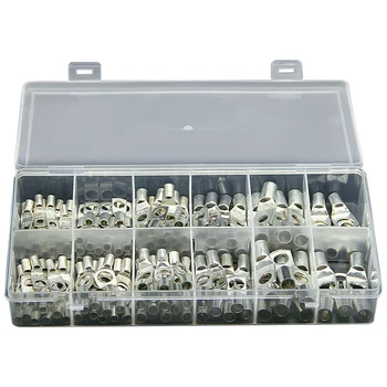 

170X Wire Copper Ring Terminal Lug Kit Tinned Battery Wire Solder Joint