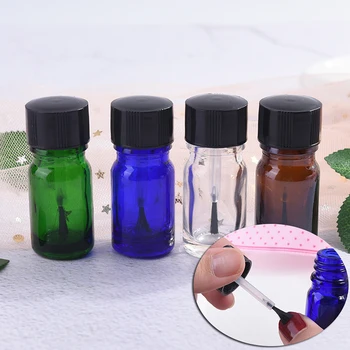 

1PC Portable Empty Frost Glass Bottle Essential Oil Container With Brush Cap Nail Polish Bottle 5ml 4 Colors