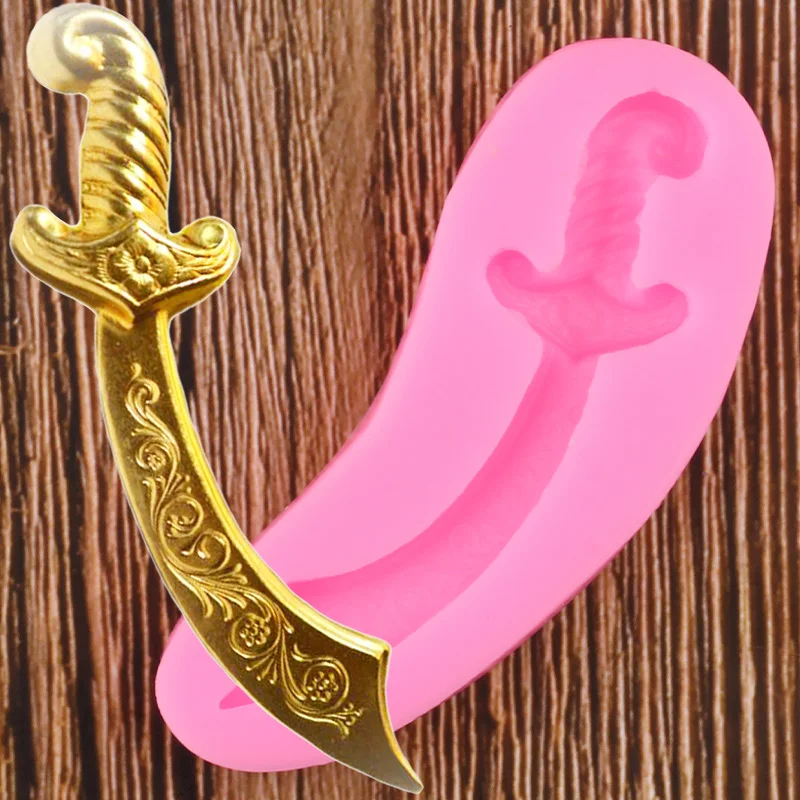 

3D Sword Border Silicone Molds DIY Baby Party Cupcake Topper Fondant Cake Decorating Tools Chocolate Candy Polymer Clay Moulds
