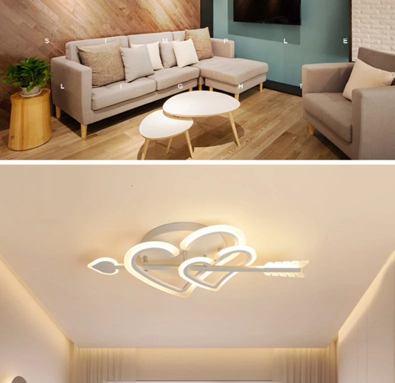 Chandelierrec современный детский комната светодиодный Потолочные светильники AC85 ~ 265 V сердце потолочного типа лампы Главная светильники для