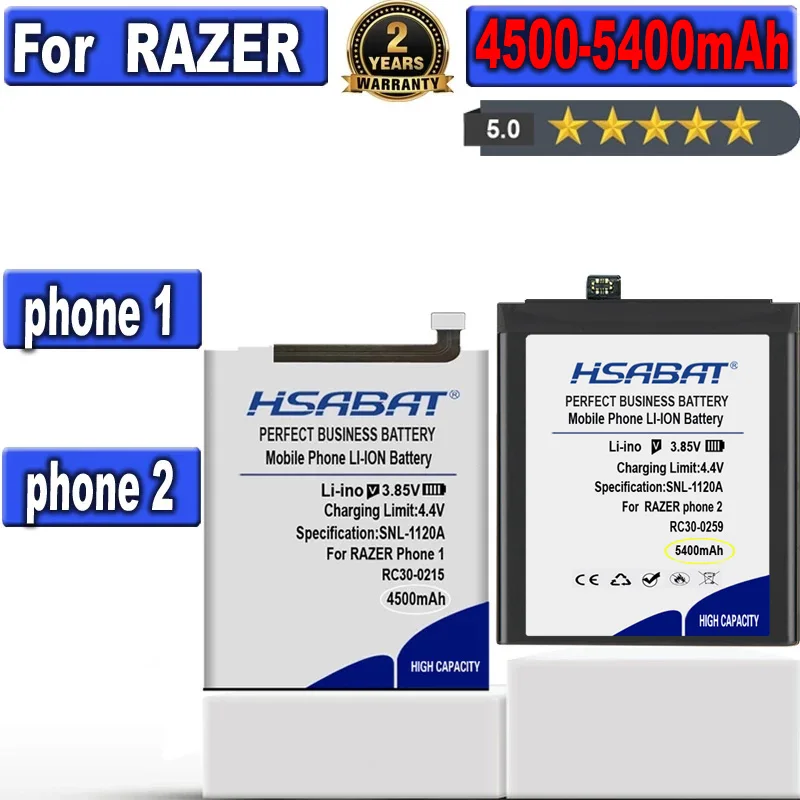 HSABAT RC30 0215 RC30 0259 45005400mAh Battery for RAZER phone 1