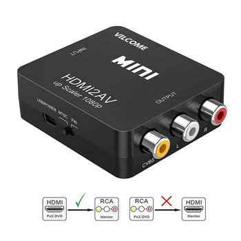 

HDMI TO AV Scaler Adapter HD Video Converter Box HDMI to RCA AV/CVSB L/R Video 1080P HDMI2AV Support NTSC PAL