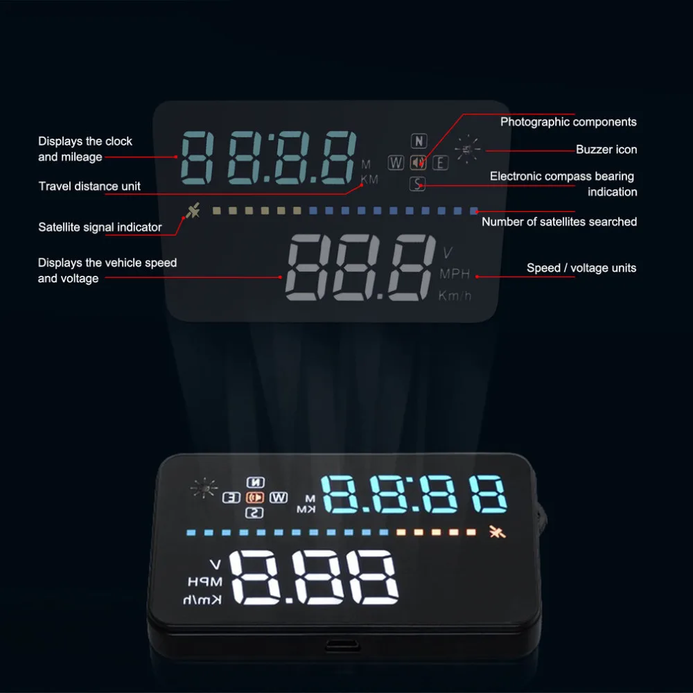 Универсальный 3," автомобиль A3 Hud Дисплей с OBD2 более Скорость Предупреждение Plug& Play автомобиля Скорость двигателя Скорость Температура воды