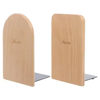 

Nature Wooden Desktop Organizer Desktop Office Home Bookends Anti-skid Book Ends Stand Holder Shelf M17F