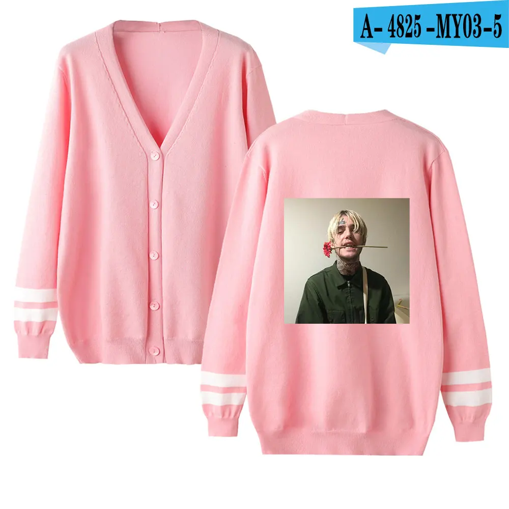 pink Lil открытый мужской свитер-кардиган/для женщин Aikooki Горячая Новая мода печати Harajuku v-образным вырезом свитер lil открытый популярный свитер Повседневный Топ - Цвет: pink