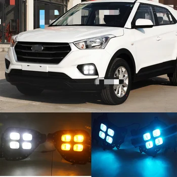 

CAPQX 2pcs For Hyundai Creta IX25 2017-2018 LED Daytime Light Running Light DRL Daylight Fog Lamp Turn Signal lamp+Yellow lamp