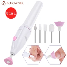 Conjunto de unhas elétrico manicure conjunto 5 em 1 máquina de manicure broca do prego moedor arquivo grooming kit buffer do prego polisher removedor