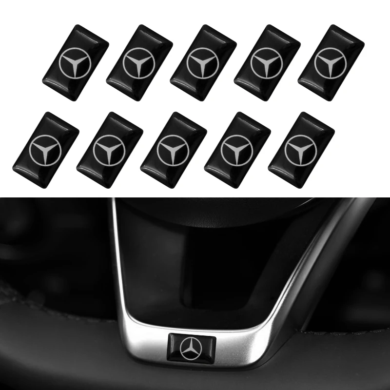 10 PCS Car steering wheel sticker Car Interior stickee For Mercedes benz A B R G Class GLK GLA C200 E200 C200L S400 Car styling - Название цвета: Черный