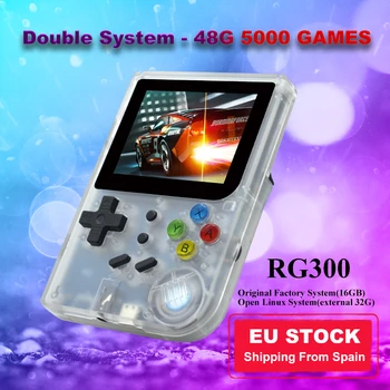 ANBERNIC-Consola de juegos RG300, Retro, pantalla IPS, doble sistema, 48G, 5000 juegos, Consola portátil