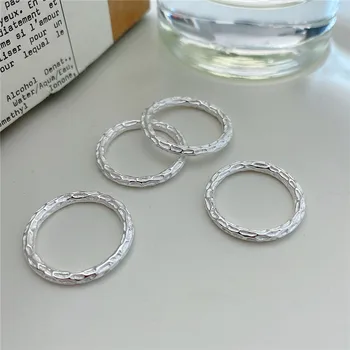 

POFUNUO Real 925 Sterling Silver Women Simplicity Special-shaped Dysmorphism Rings Girls Classic US #6 #7 #8 Uneven Niche Rings