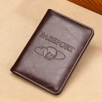 

Multifunctional RFID Passport Bag Crazy Horse Leather Travel Passport Clip Passport Protective Case Leather Boarding Holster
