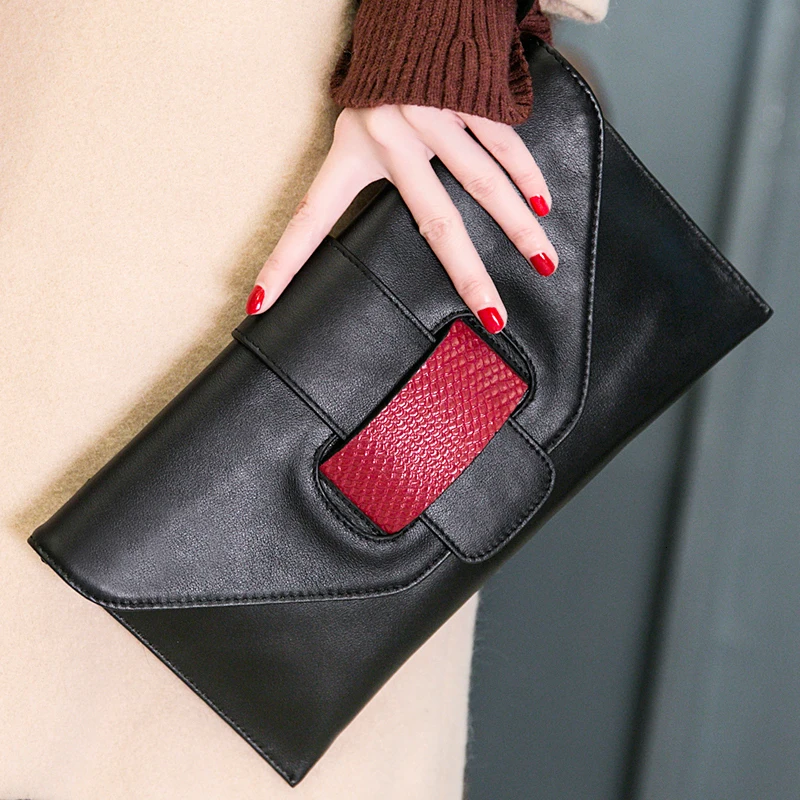 

Kajie Real Genuine Leather Women Bag Fashion Female Purse Party Evening Clutch Handbags Messenger Shoulder Bags Bolsos