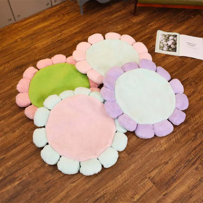 

Round Flower Rug Bedroom Carpet Non-Slip Baby Crawling Mat Kids Play Pad Yoga Mat Kids Seat Cushion Children Girl Room Decor