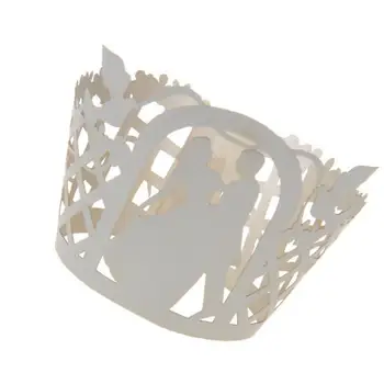 

50 PCS Cupcake Wrappers Sweet Couple Pattern Paper Cake Cups Baking Muffin Case for Wedding Party Decoration White