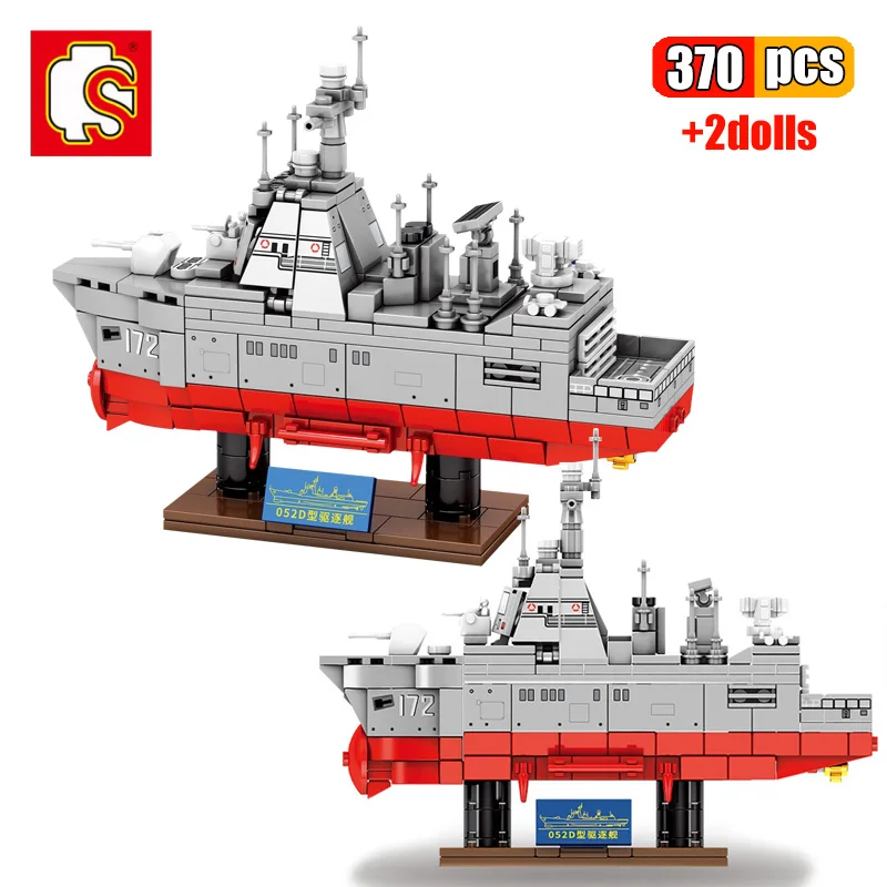 SEMBO 370 шт. военный Шаньдун-корабль Разрушитель строительные блоки армия боевой