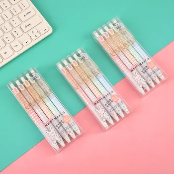 

JIANWU 5pcs/set Color lattice Quick-drying gel pen Cute cartoon color ink pen student neutral pen kawaii School supplies 0.5mm