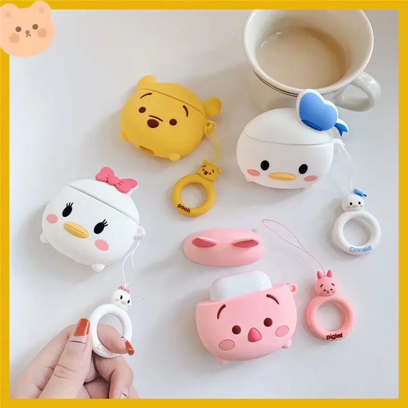 

Creative Cute 3D Winnie Pooh Earphone Headset Accessories Cartoon Silicone Case For Airpods Wireless Bluetooth Headset Box Bag