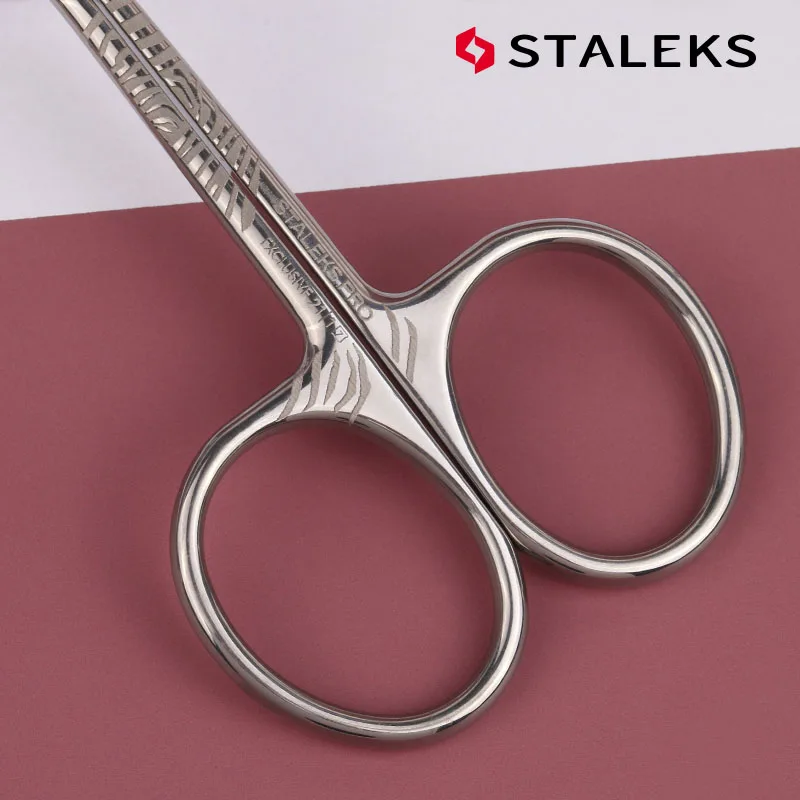 1pc STALEKS SX-21-1z Stainless Steel Dead Skin Scissors Russian Style Bending Eyebrow Scissors Zebra Pattern Makeup Tools 4
