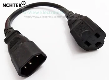 

NCHTEK Short Power Cable, IEC 320 C14 Male to Nema 5-15R Female Power Cord About 30CM/Free DHL Shipping/100PCS