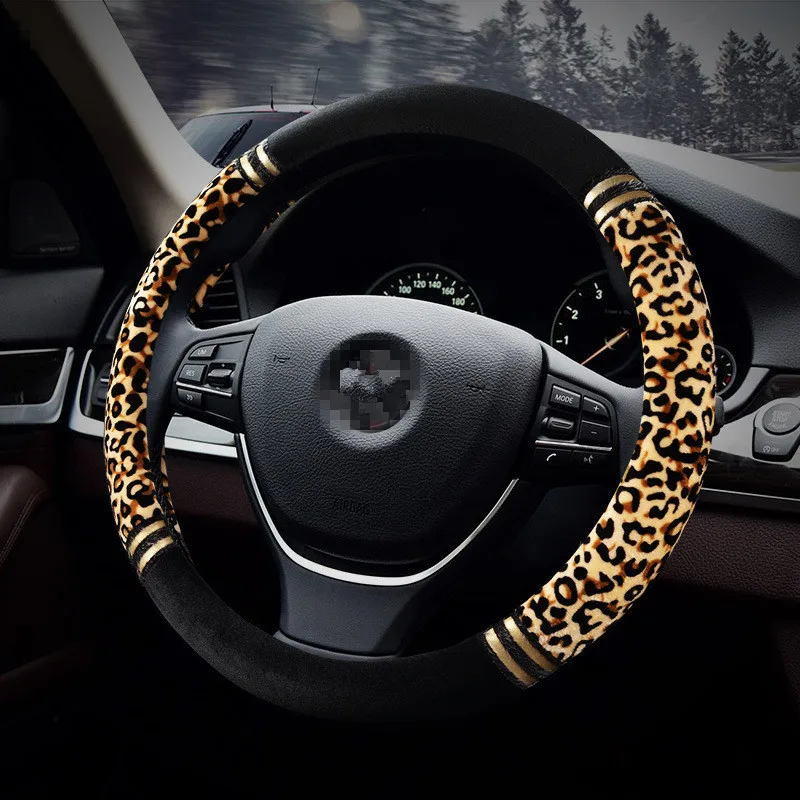 Стиль Leopord шаблон автомобильный чехол на руль плюшевый зимний теплый автомобильный чехол аксессуары для автомобиля