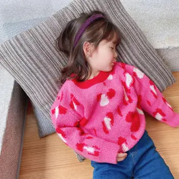 

Newborn Baby Sweater Cotton Leopard Print Kids Girls Knitted Sweater Baby Girl Pullover Sweater Toddler Sweaters For Girls