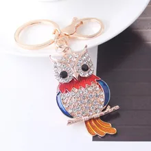 Лесное животное с искусственными бриллиантами сова брелоки для пар Металл Искусственный алмаз птица автомобиль брелок Сумочка Подвеска