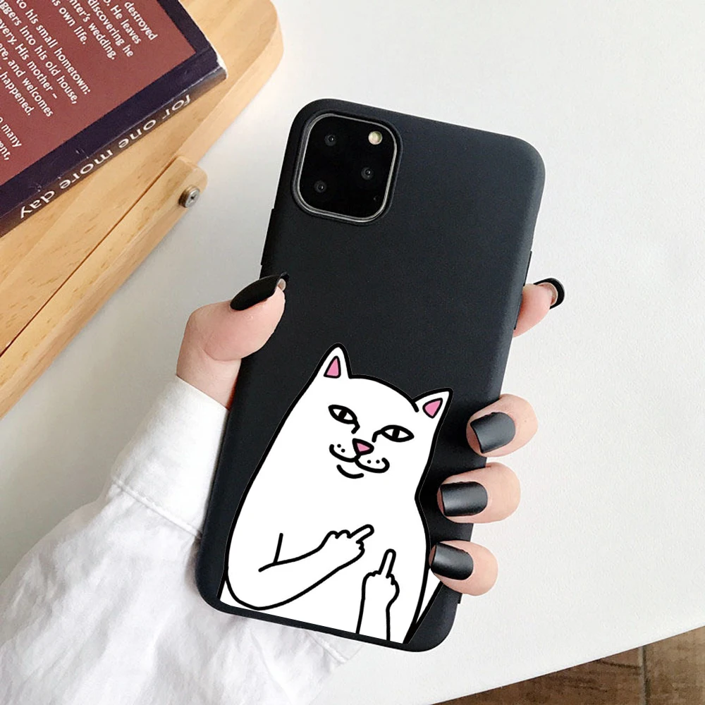 Забавный чехол для телефона с рисунком пальца для iPhone 11 Pro Max 6s 7 8 Plus Мягкий ТПУ чехол с мультяшным котом для iPhone X XR XS Max задняя крышка - Цвет: 03