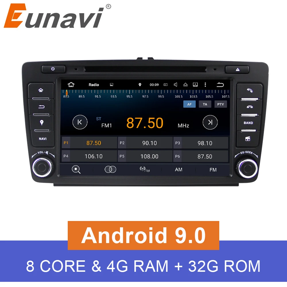 Eunavi 1024*600 dvd плеер автомобиля для Skoda Octavia 2014 2015 A7 Восьмиядерный Android 8 0 gps навигация