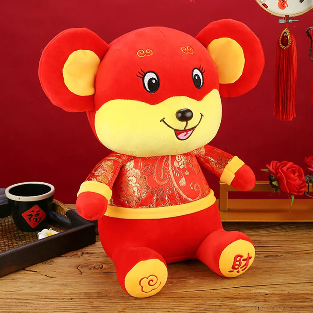 

Plush Toy 2020 Year of the Rat Mascot Plush Mouse in Tang Suit Soft Toys Chinese New Year Party Decoration Kawaii Gift Oc16