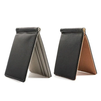 

2pcs Faux Leather Slim Mens Credit Card Wallet Money Clip Contract Color Simple Design Burnished Edges Brand New Men Bifold Wall