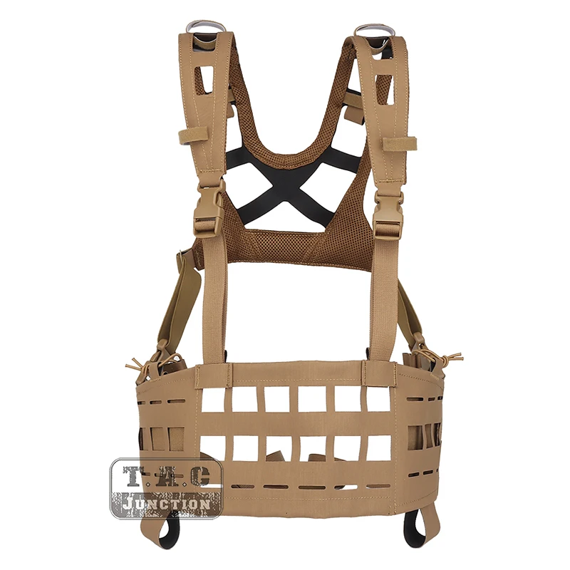 

Tactical Lightweight Convertible Vest CP Style Laser Cut Multi-Functional Adjustable MOLLE Chest Rig Coyote Brown
