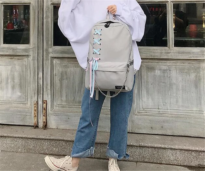 Yogodlns Tide Oxford рюкзак с цветными лентами декоры подростковые девушки школьный ранец женский большой емкости ранец