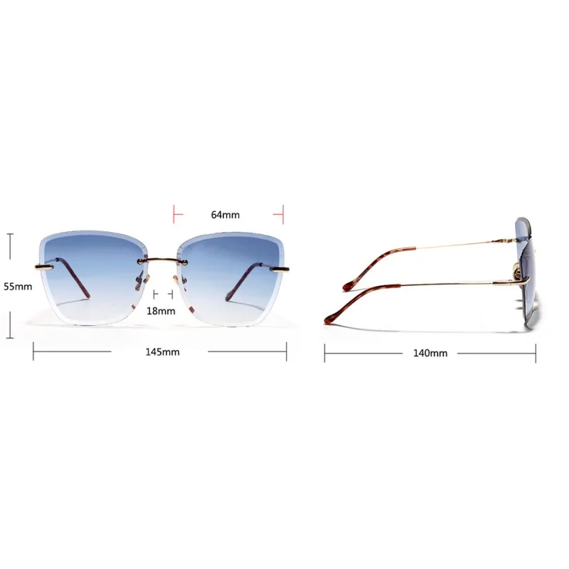Lunette De Soleil, ретро очки с прозрачными прогрессивными цветными линзами, солнцезащитные очки без рамки, цветные Квадратные Солнцезащитные очки с кристаллами