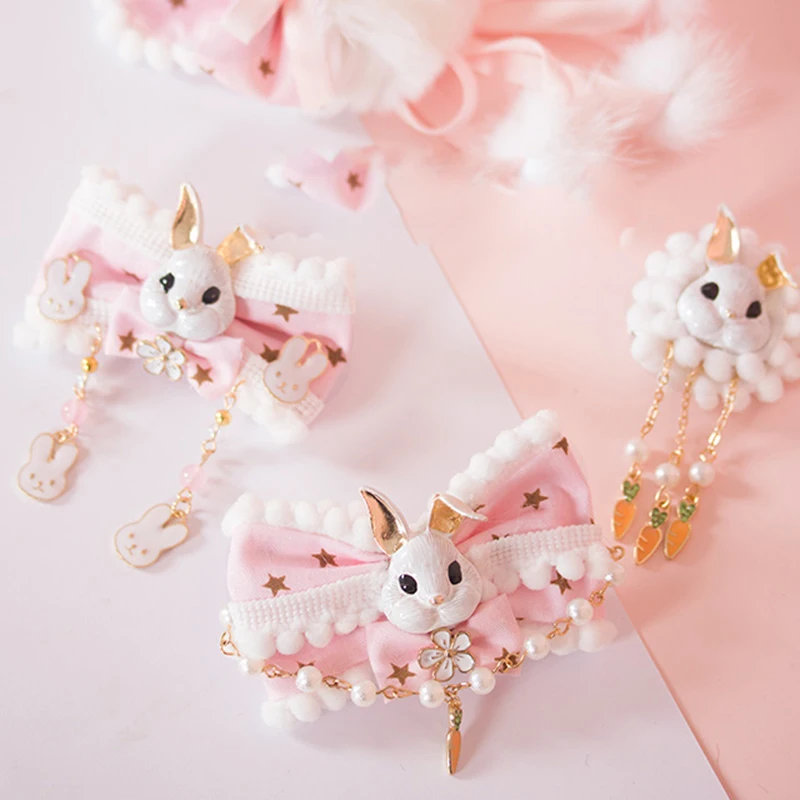 Ручная работа мягкая сестра венонат Kawaii розовая заколка для волос в виде кролика