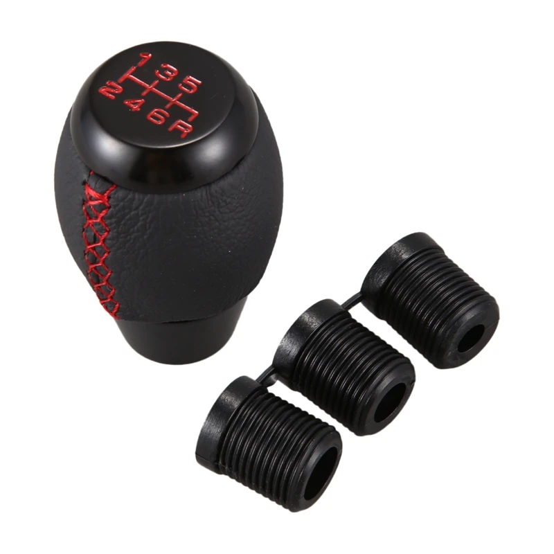 6 Speed Manual Red Stitching Black Leather Gear Shift Knob for Honda Civic EP3 EJ FD FA SIGear