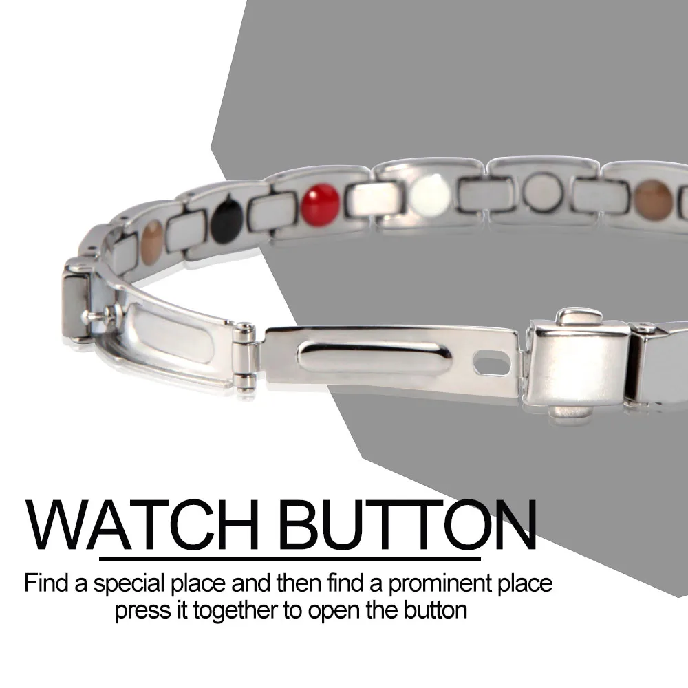 5 in 1 Titanium Silicone Magnetic Energy Armband Power Bio Bracelet Health Pain Relief Magnet Health Bracelet