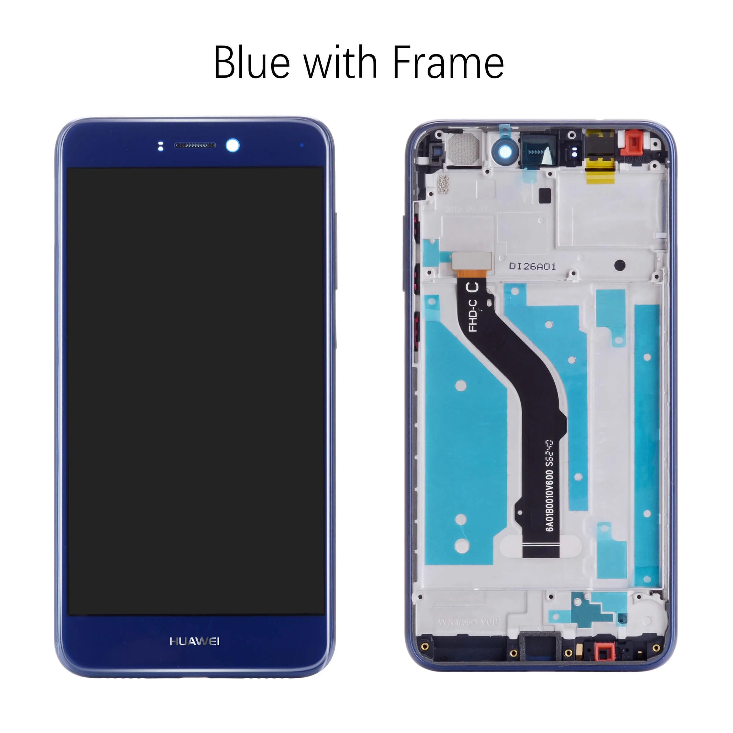 Дисплей для HUAWEI P8 Lite LCD в сборе с тачскрином на рамке 5.2'' черный белый золото синий - Цвет: with Frame Blue