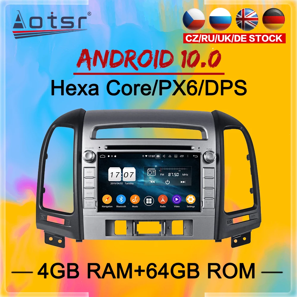 2 Din IPS Screen Android 10 DSP Car multimedia Player For Hyundai Santa Fe 2006 2007 -2012 GPS Navi Audio Radio stereo head unit