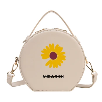 

Bag PU leather solid color round women's bag 2020 luxury designer Simple Shoulder Bag Wallet travel shopping