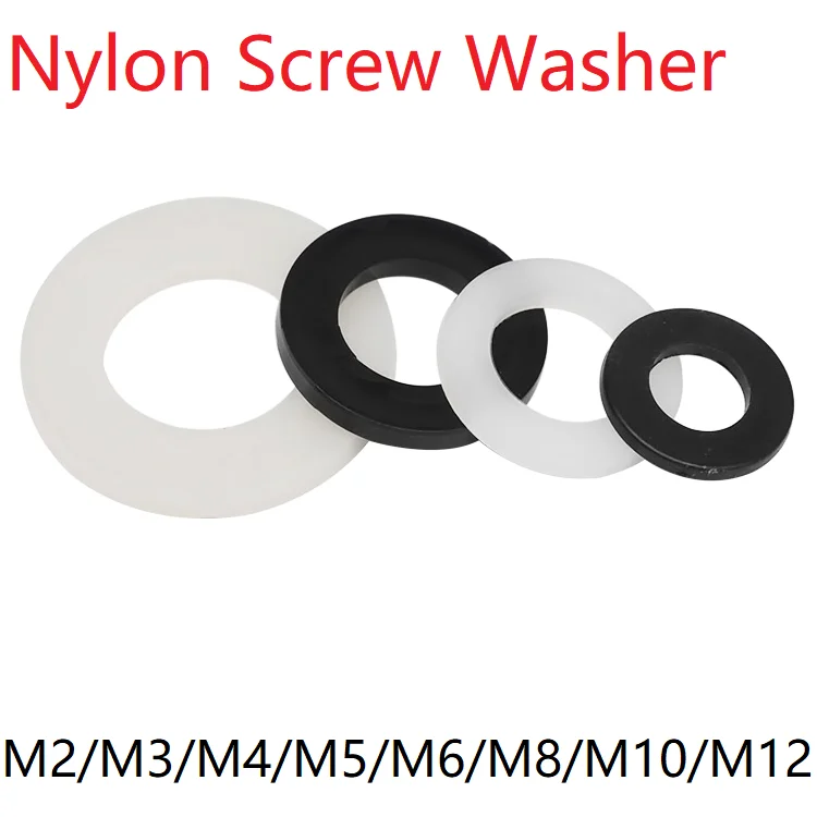 5pcs Nylon Screw Washer M3 M4 M5 M6 M8 M10 M12 Plastic Seals Spacer Plated Flat Insulation Plain Round O Ring Gasket White Black |
