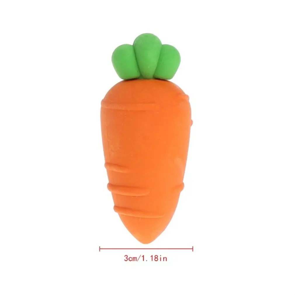 3pcs Lovely Carrot Pencil Erasers Cartoon Rubber Drawing Erasers Students Stationery School Office Supplies Kids Toys Wholesale